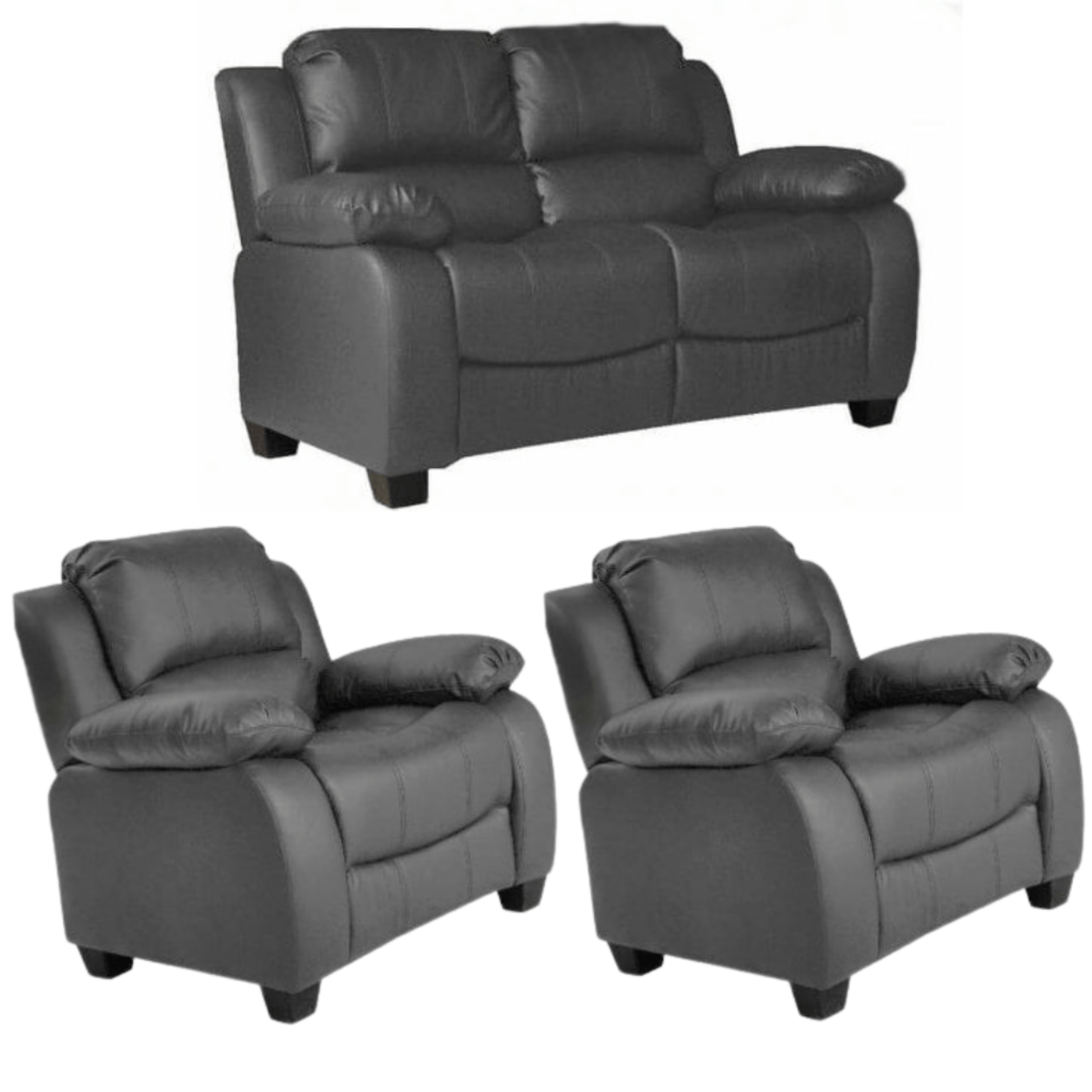 Valerie Grey Leather 2+1+1 Seater Sofa Set - Furniture Instore