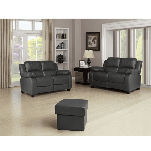 Valerie Grey Leather 2+2 Seater Sofa Set