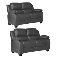 Valerie Grey Leather 2+2 Seater Sofa Set