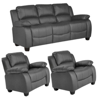 Valerie Grey Leather 3+1+1 Seater Sofa Set