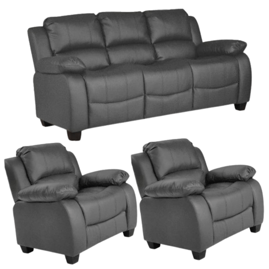 Valerie Grey Leather 3+2+1 Seater Sofa Set