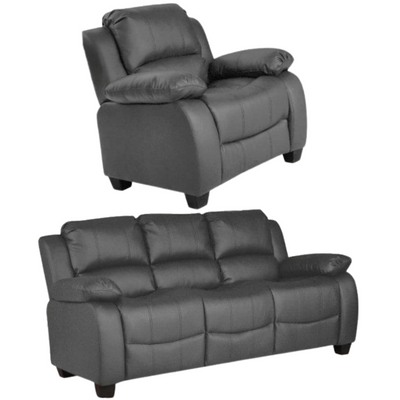 Valerie Grey Leather 3+1 Seater Sofa Set