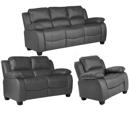 Valerie Grey Leather 3+2+1 Seater Sofa Set - Furniture Instore