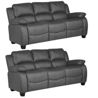 Valerie Grey Leather 3+3 Seater Sofa Set
