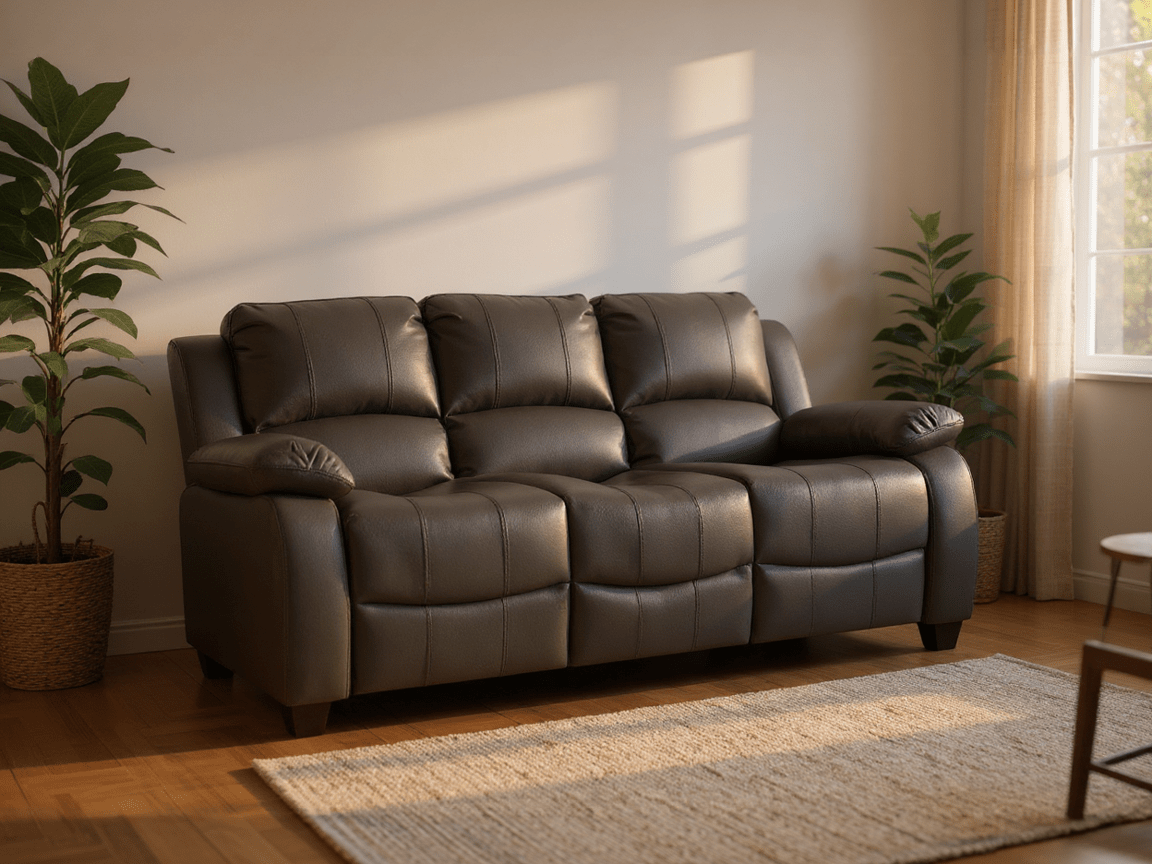 Valerie Grey Leather 3+3 Seater Sofa Set - Furniture Instore
