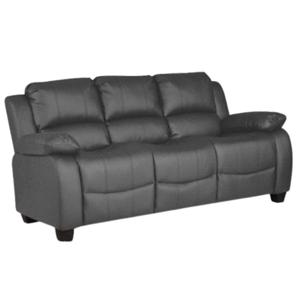 Valerie grey leather 3 seater sofa front view