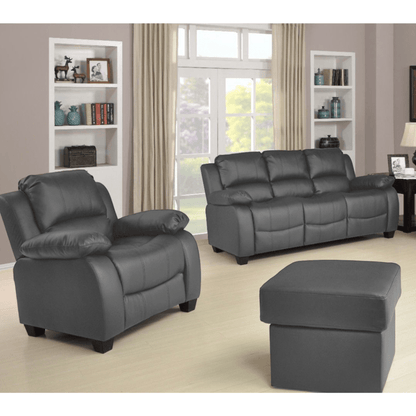 Valerie Grey Leather 3+1 Seater Sofa Set - Furniture Instore