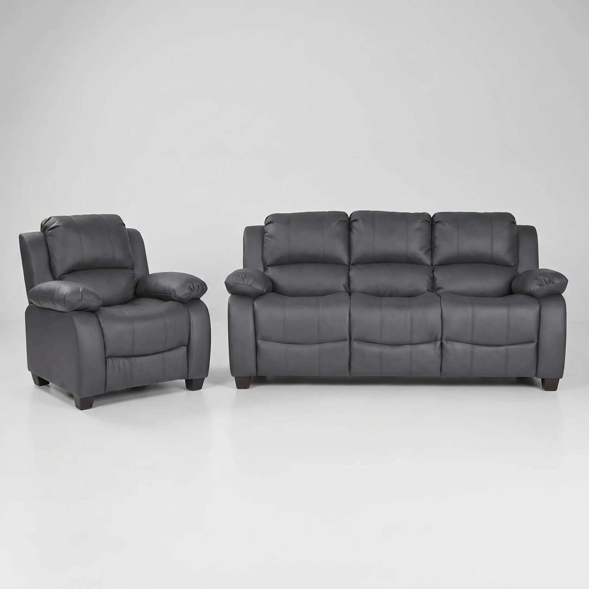 Valerie Grey Leather 3+1 Seater Sofa Set - Furniture Instore