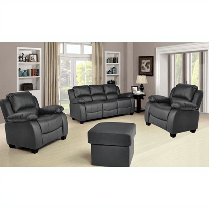 Valerie Grey Leather 3+1+1 Seater Sofa Set - Furniture Instore
