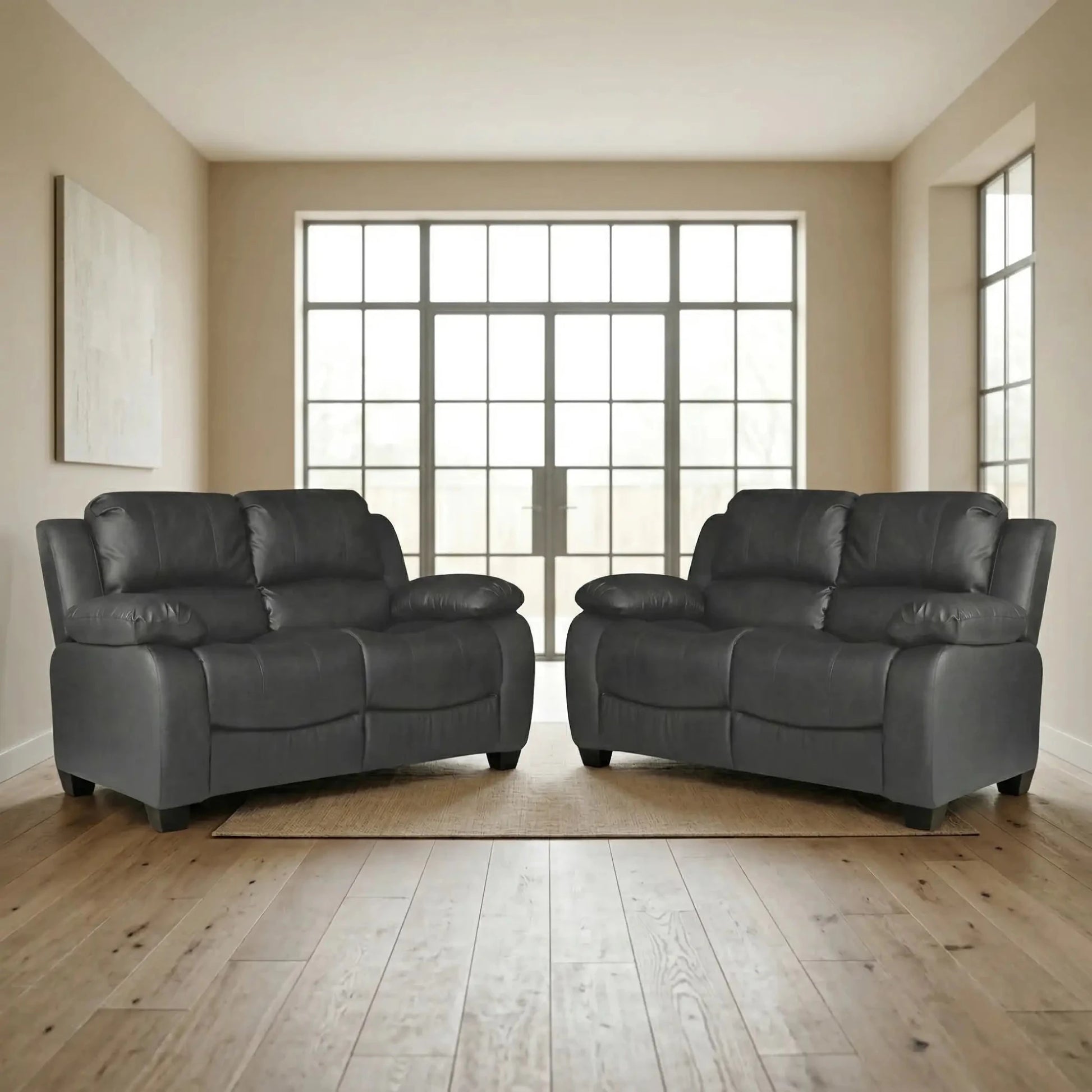 Valerie Grey Leather 3+2 Seater Sofa Set - Furniture Instore