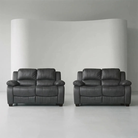 Valerie Grey Leather 3+2 Seater Sofa Set - Furniture Instore