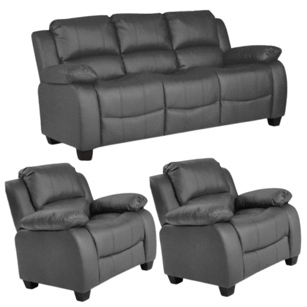 Valerie Grey Leather 3+1+1 Seater Sofa Set