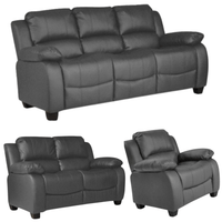 Valerie Grey Leather 3+2+1 Seater Sofa Set