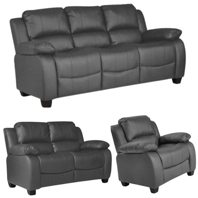 Valerie Grey Leather 3+2+1 Seater Sofa Set