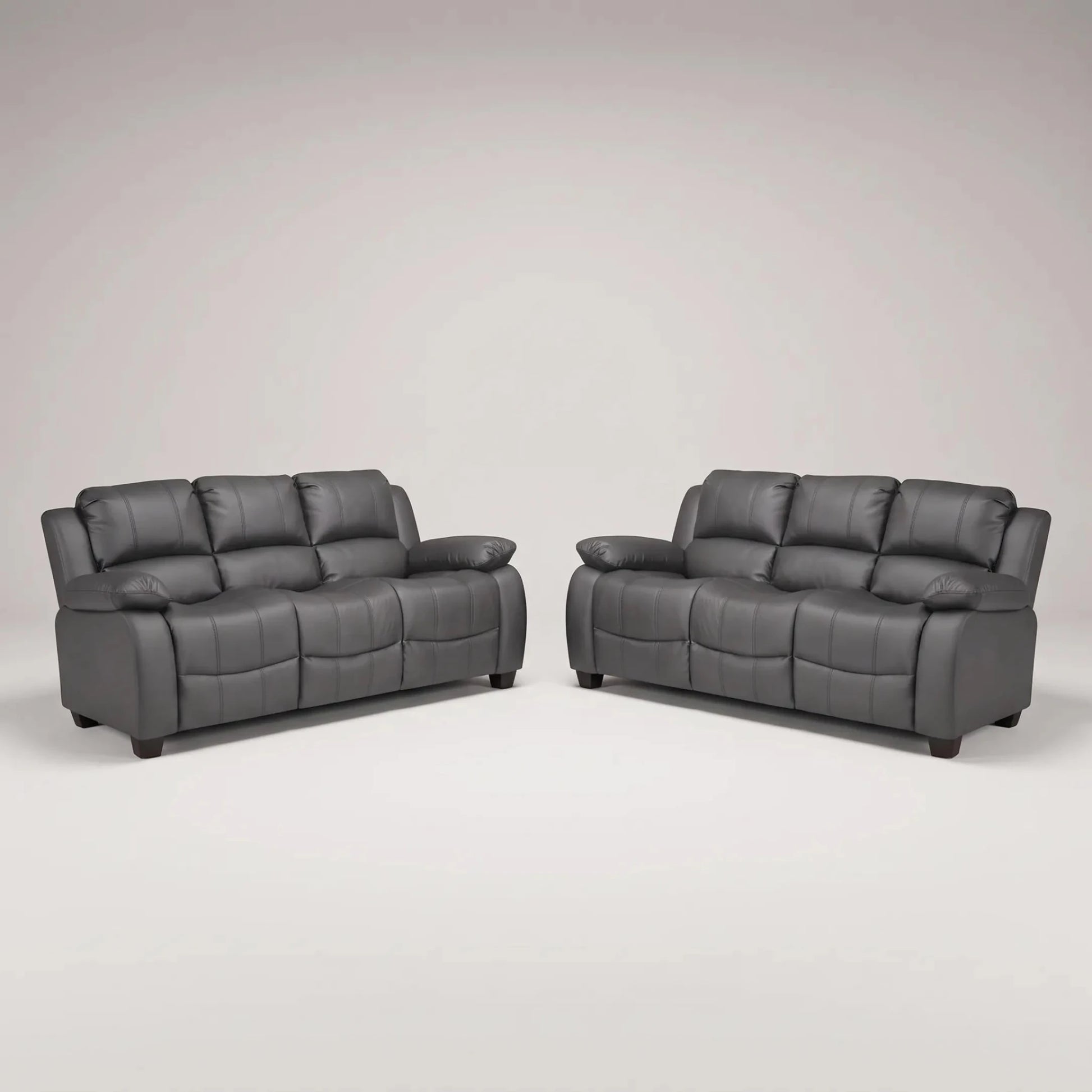 Valerie Grey Leather 3+3 Seater Sofa Set - Furniture Instore
