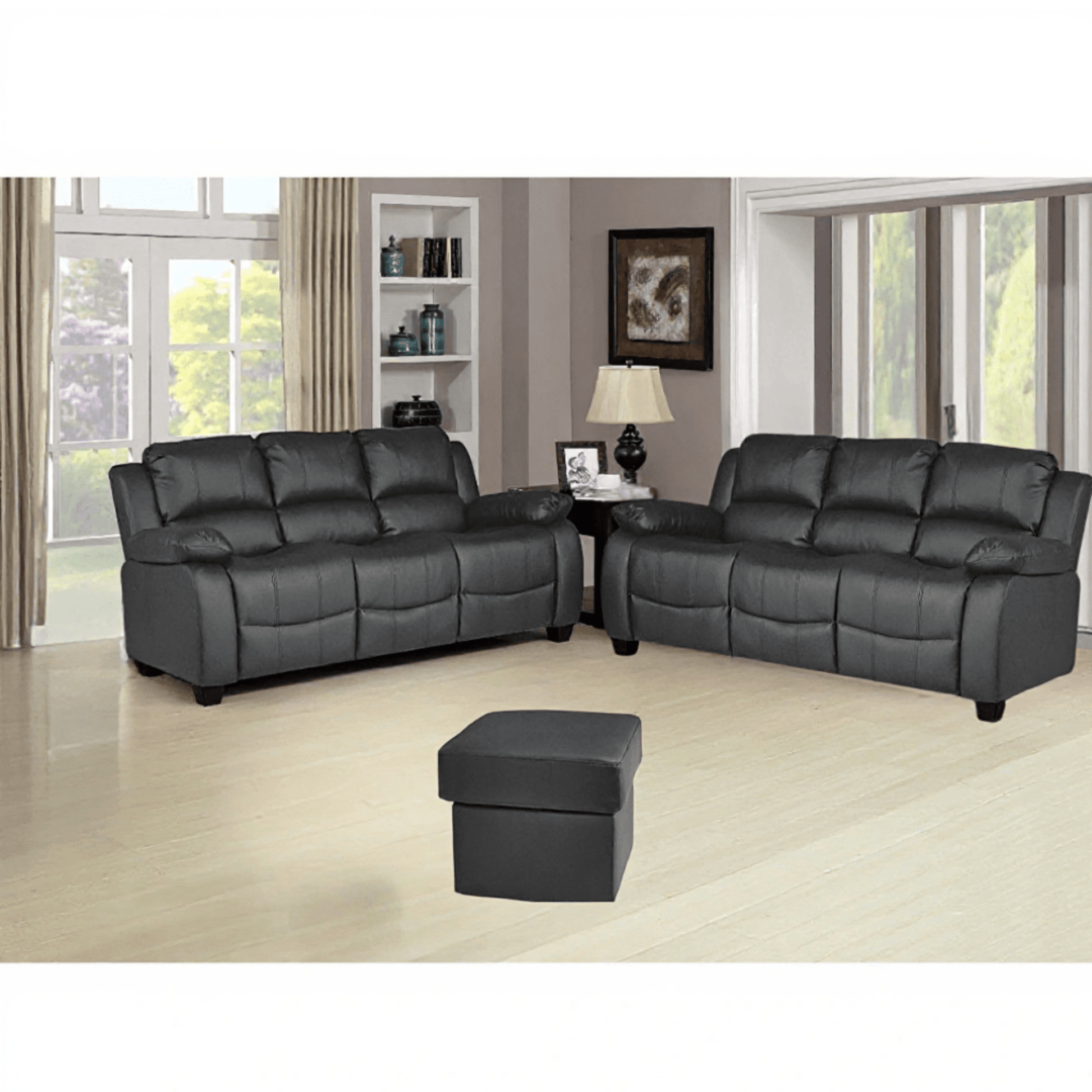 Valerie Grey Leather 3+3 Seater Sofa Set - Furniture Instore