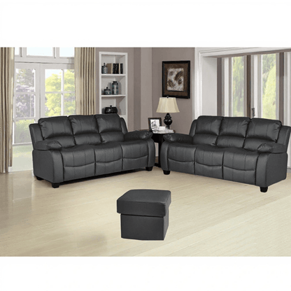 Valerie Grey Leather 3+3 Seater Sofa Set - Furniture Instore