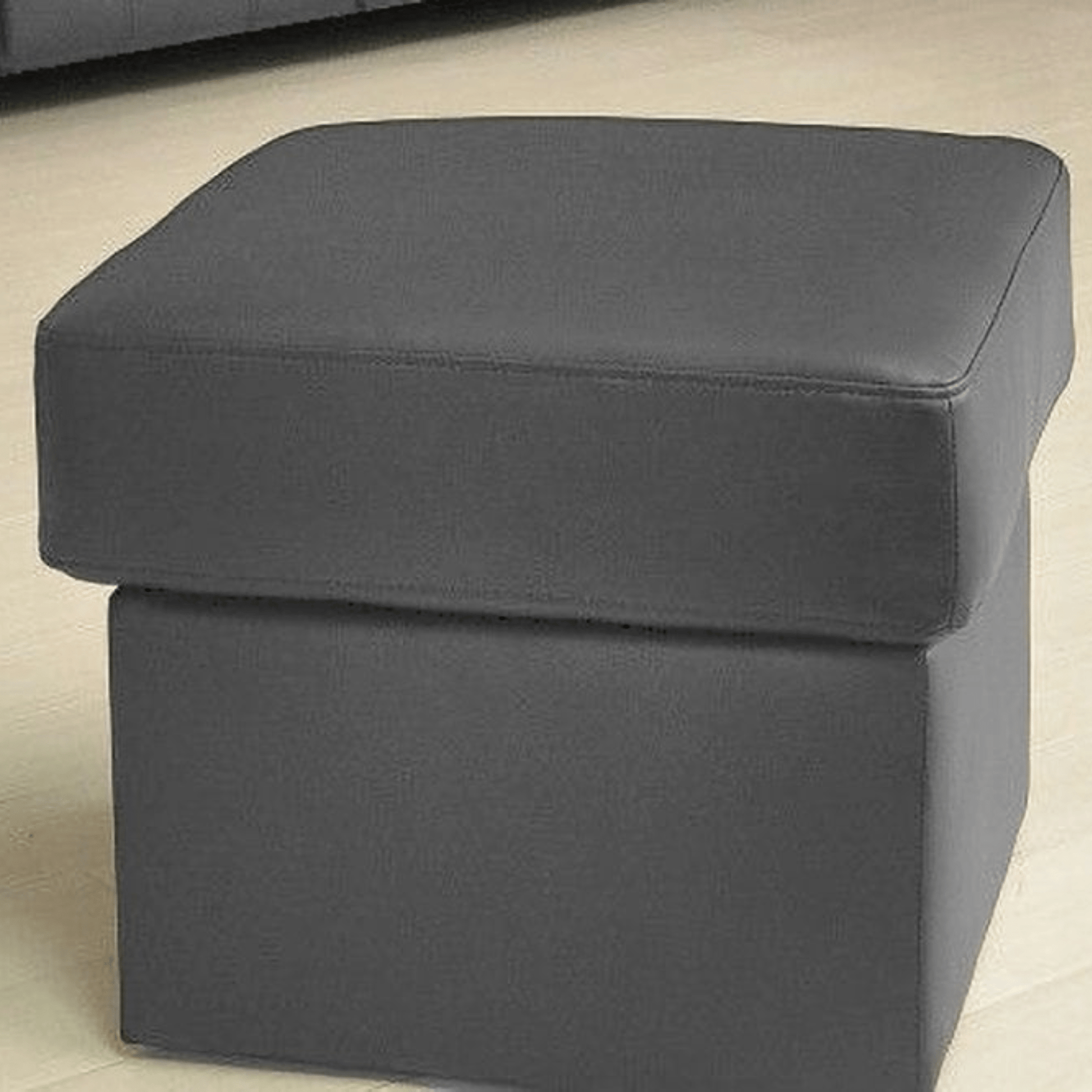 Valerie Grey Leather Footstool - Furniture Instore