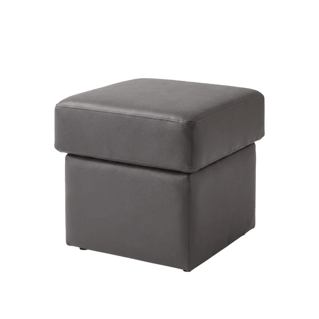 Valerie Grey Leather Footstool - Furniture Instore