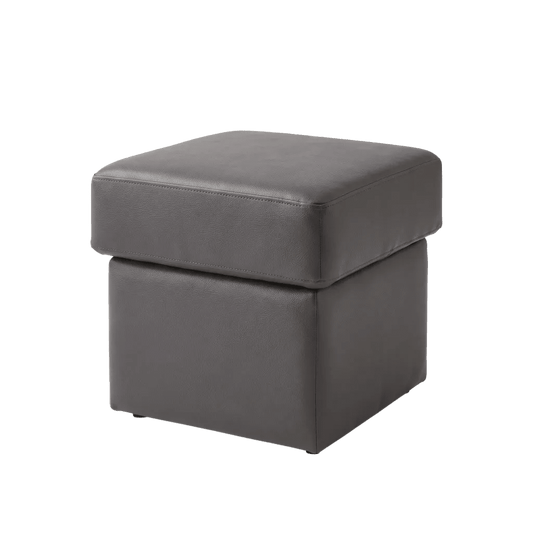 Valerie Grey Leather Footstool - Furniture Instore