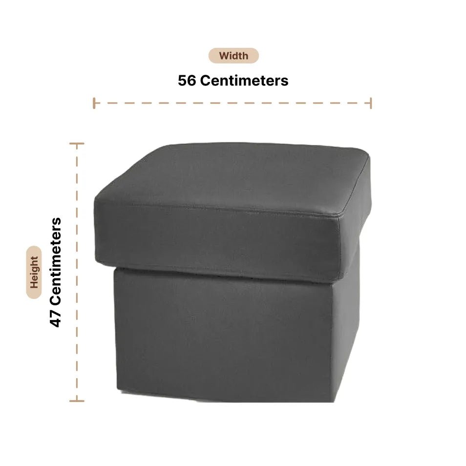 Valerie Grey Leather Footstool - Furniture Instore
