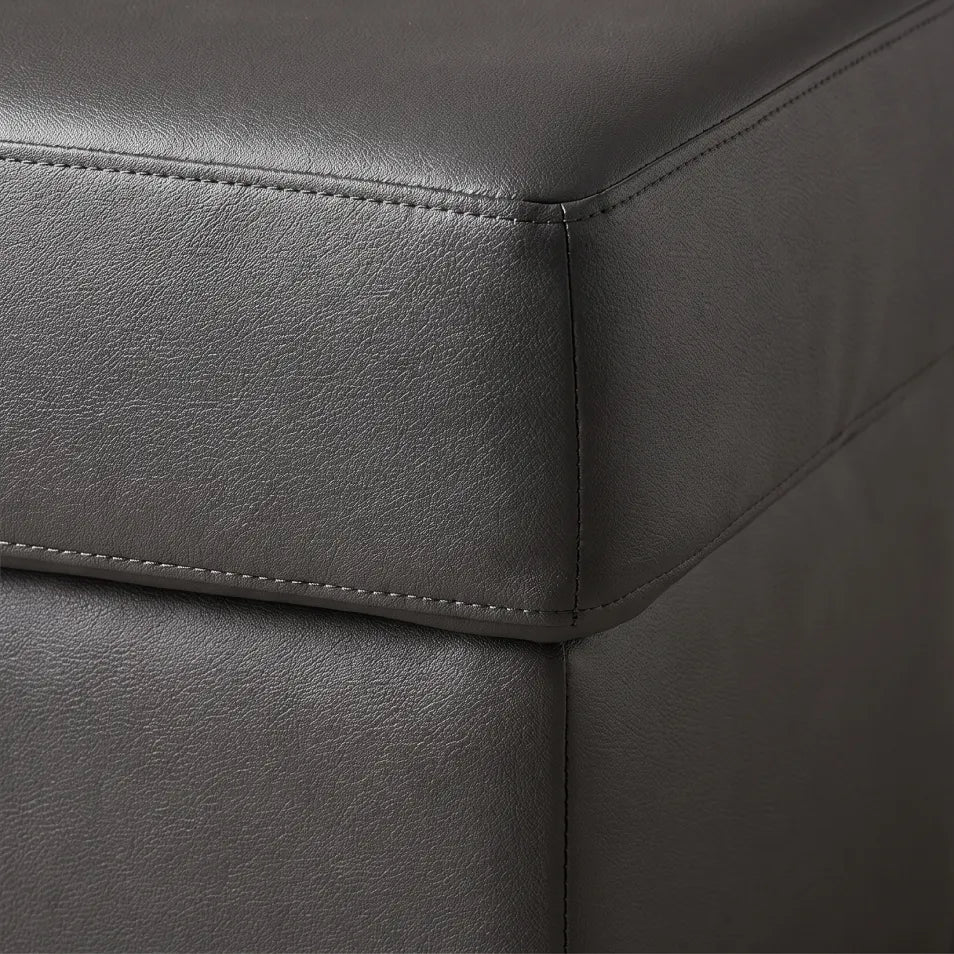 Valerie Grey Leather Footstool - Furniture Instore