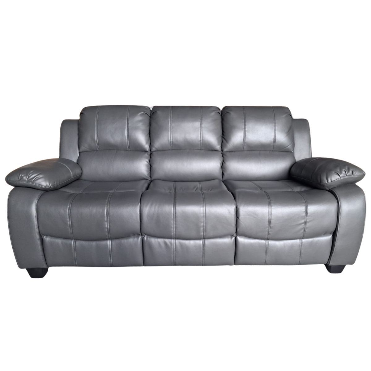 grey leather sofa on a white background
