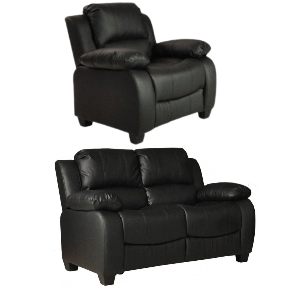 Valerie Black Leather Modern 2+1 Seater Sofa Set - Furniture Instore