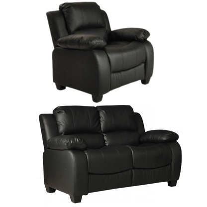 Valerie Black Leather Modern 2+1 Seater Sofa Set - Furniture Instore