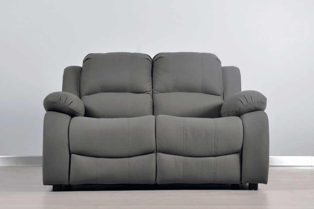 Stylish light grey fabric 3 seater sofa in modern living room – contemporary upholstered couch for elegant home interior