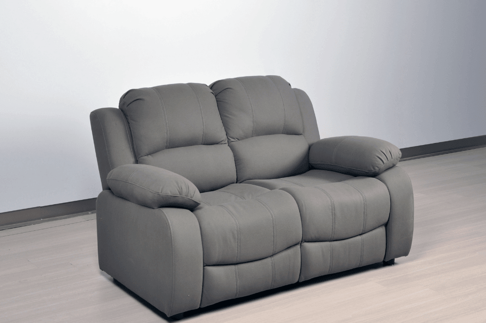 Stylish light grey fabric 3 seater sofa in modern living room – contemporary upholstered couch for elegant home interior