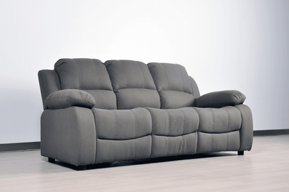 Stylish light grey fabric 3 seater sofa in modern living room – contemporary upholstered couch for elegant home interior