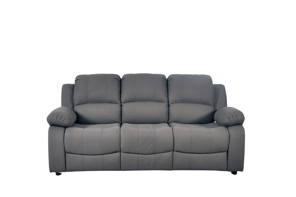 Modern light grey fabric 3 seater sofa on white background – contemporary upholstered couch for stylish living room decor