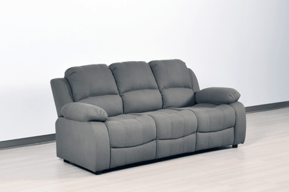 Stylish light grey fabric 3 seater sofa in modern living room – contemporary upholstered couch for elegant home interior