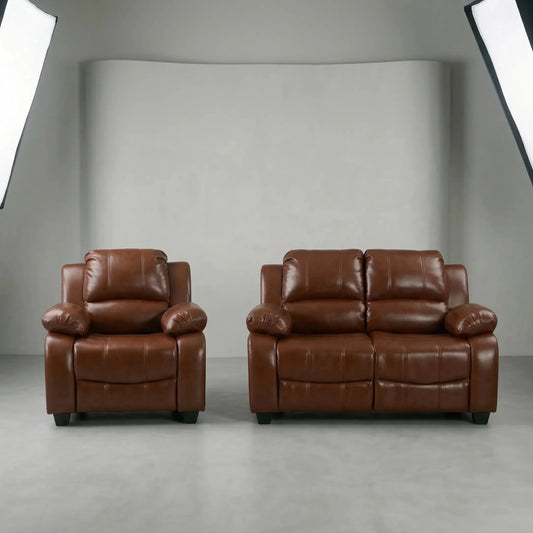 Valerie Tan Leather Modern 2+1 Seater Sofa Set - Furniture Instore