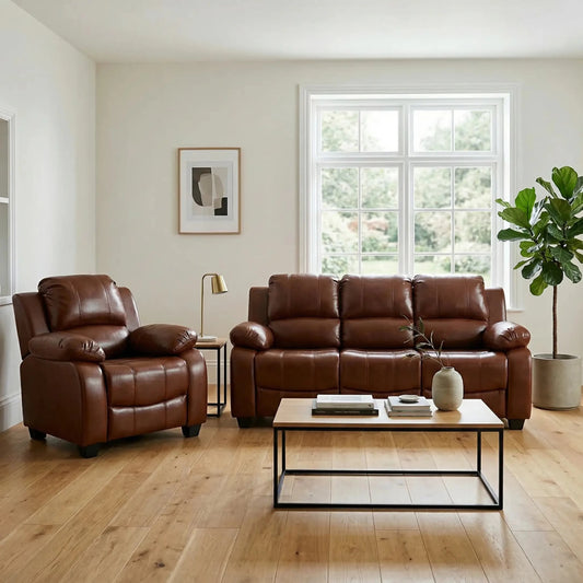 Valerie Tan Leather Modern 3+1 Seater Sofa Set - Furniture Instore