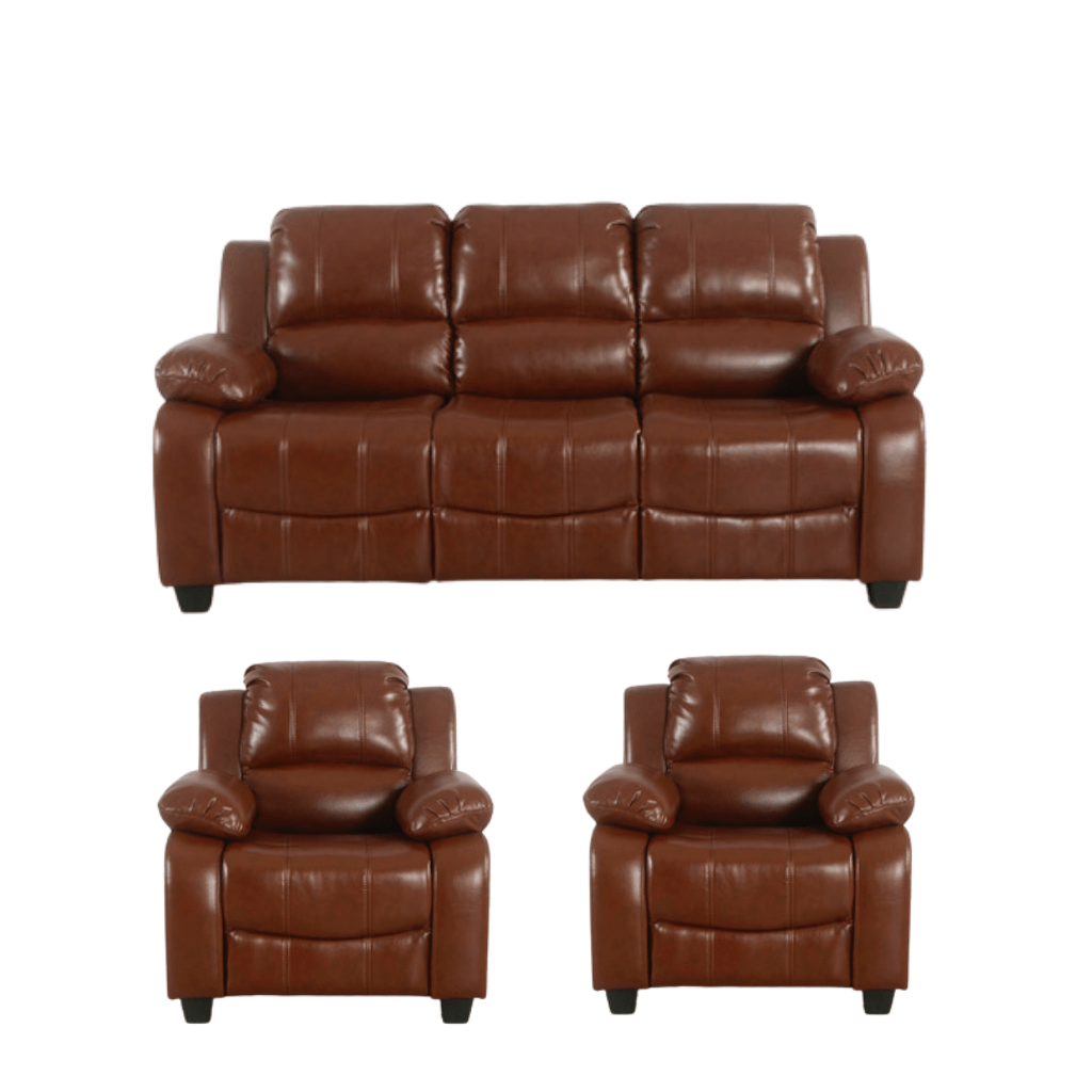 Valerie Tan Leather Modern 3+1+1 Seater Sofa Set - Furniture Instore