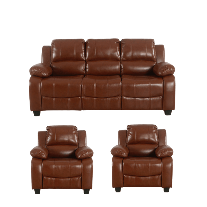 Valerie Tan Leather Modern 3+1+1 Seater Sofa Set - Furniture Instore