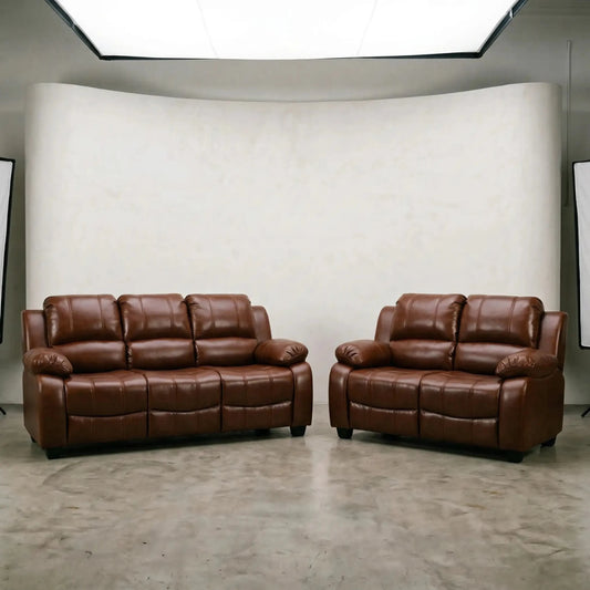 Valerie Tan Leather Modern 3+2 Seater Sofa Set - Furniture Instore