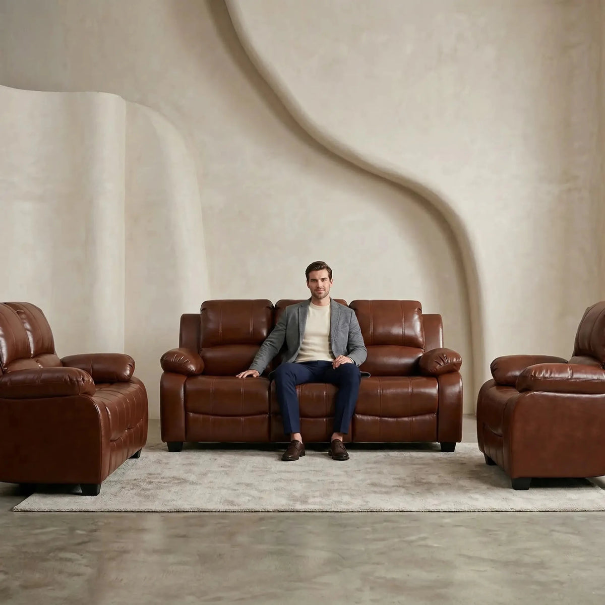 Valerie Tan Leather 3+2+1 Sofa Set | Furniture instore