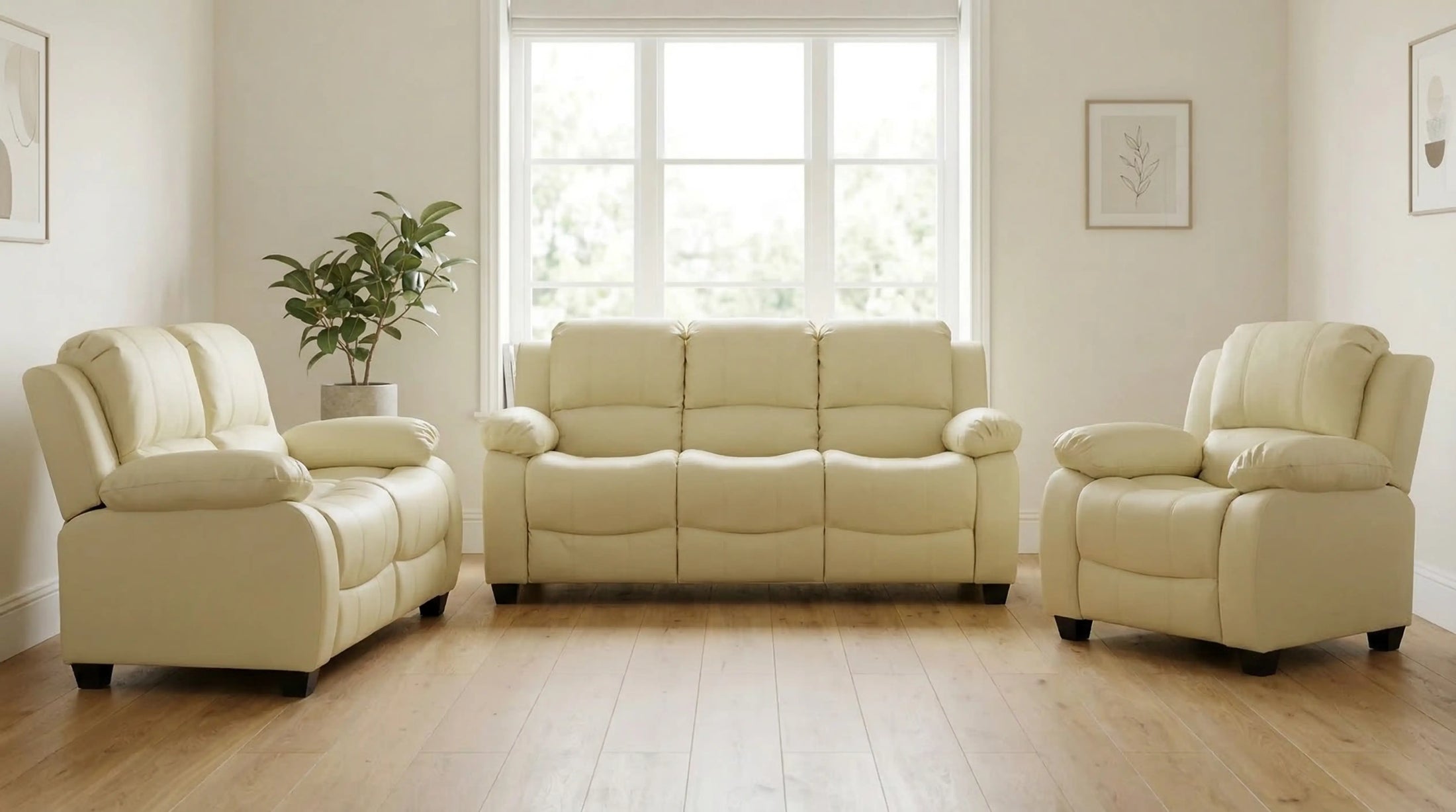 Valerie cream leather 3+1+1 sofa set