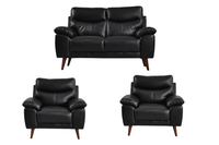 Vantage Genuine Leather Black 2+1+1 Seater Sofa Set