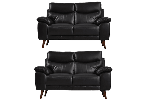 Vantage Genuine Leather Black 2+2 Seater Sofa  Set