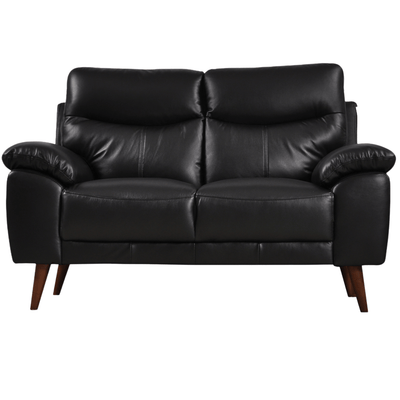 Vantage Genuine Leather Black 2 Seater Sofa
