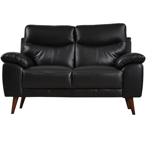 Vantage Genuine Leather Black 2 Seater Sofa