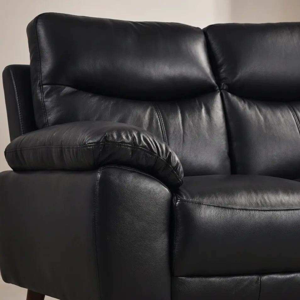 Vantage Genuine Leather Black 2 Seater Sofa - Furniture Instore