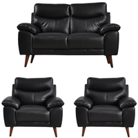 Vantage Genuine Leather Black 2+1+1 Seater Sofa Set