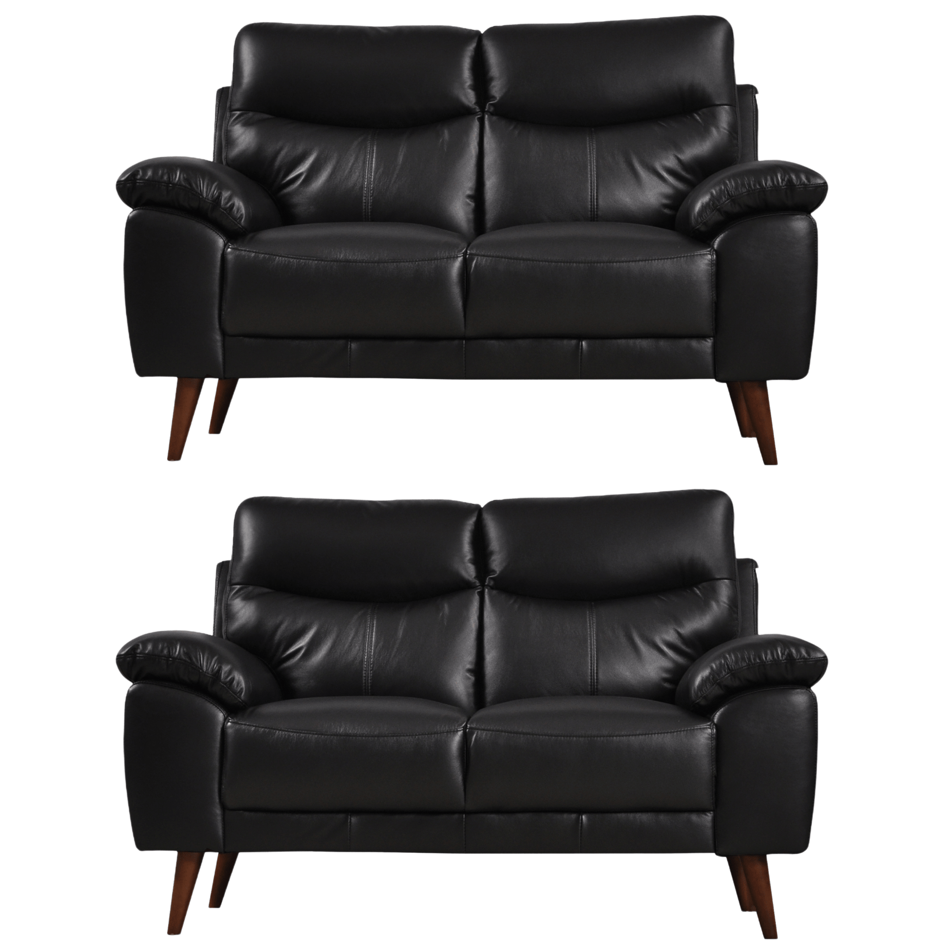 Front-facing Vantage black 2+2 sofa set on a white background with clean lines and modern design