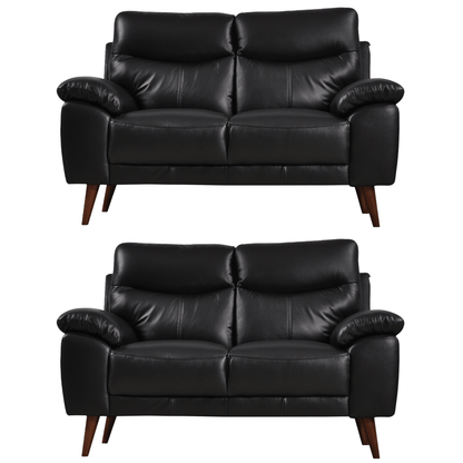 Front-facing Vantage black 2+2 sofa set on a white background with clean lines and modern design