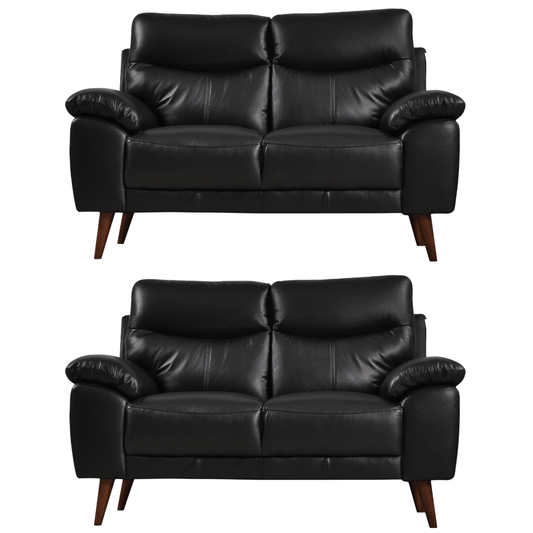 Front-facing Vantage black 2+2 sofa set on a white background with clean lines and modern design
